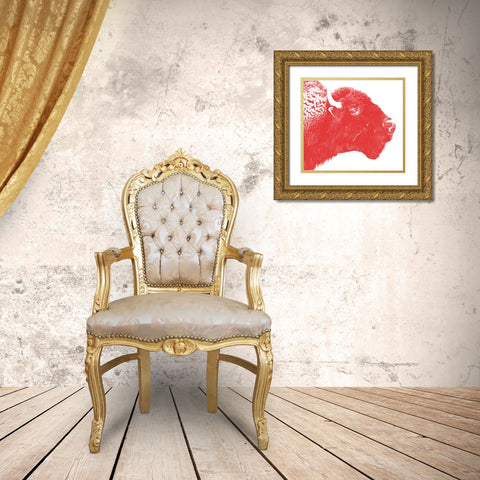 Colored Bison Gold Ornate Wood Framed Art Print with Double Matting by Phillip, Jamie