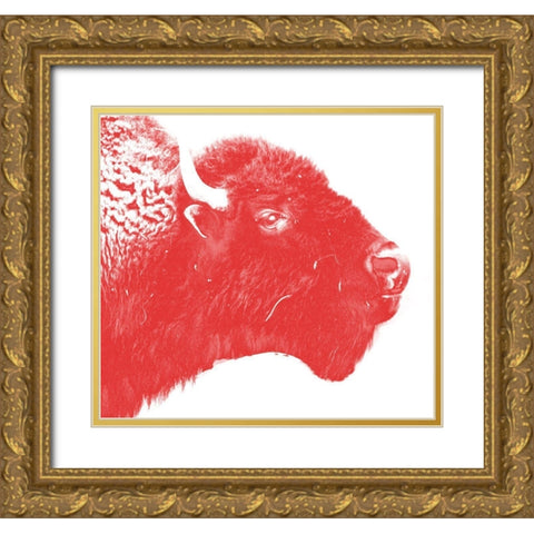 Colored Bison Gold Ornate Wood Framed Art Print with Double Matting by Phillip, Jamie