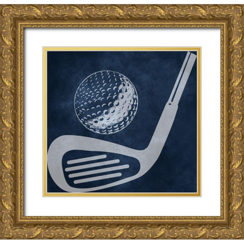 Golf Sports Gold Ornate Wood Framed Art Print with Double Matting by Phillip, Jamie