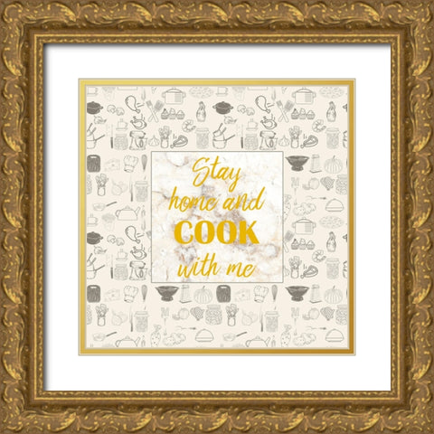Romantic Chefs Gold Ornate Wood Framed Art Print with Double Matting by Phillip, Jamie