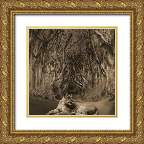Friend In The Road Gold Ornate Wood Framed Art Print with Double Matting by Phillip, Jamie