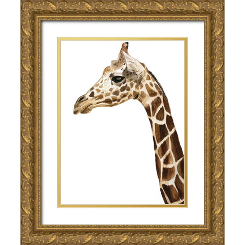 Giraffe Gold Ornate Wood Framed Art Print with Double Matting by Urban Road