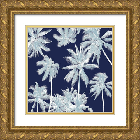 Tropico Blue Gold Ornate Wood Framed Art Print with Double Matting by Urban Road
