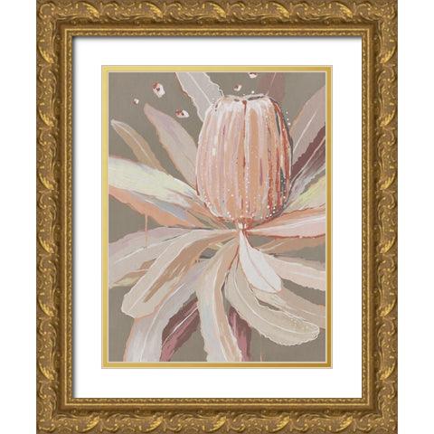 Peach Banskia Gold Ornate Wood Framed Art Print with Double Matting by Urban Road