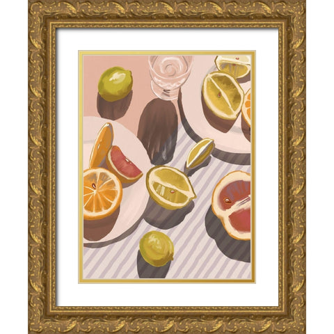 Citrus Fusion Gold Ornate Wood Framed Art Print with Double Matting by Urban Road