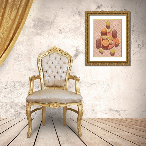 Slice of Orange Gold Ornate Wood Framed Art Print with Double Matting by Urban Road