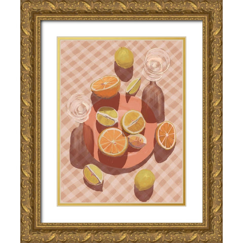 Slice of Orange Gold Ornate Wood Framed Art Print with Double Matting by Urban Road