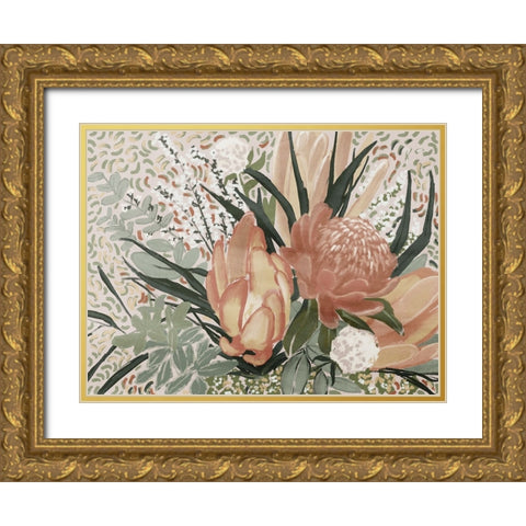 Floral Blush II Gold Ornate Wood Framed Art Print with Double Matting by Urban Road