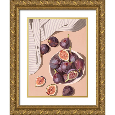 Fresh Figs Gold Ornate Wood Framed Art Print with Double Matting by Urban Road