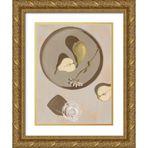 Pear Flowers Gold Ornate Wood Framed Art Print with Double Matting by Urban Road