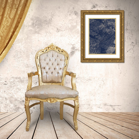 Sandstorm Midnight Blue Gold Ornate Wood Framed Art Print with Double Matting by Urban Road