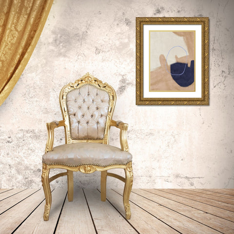 Nonchalant Navy Gold Ornate Wood Framed Art Print with Double Matting by Urban Road