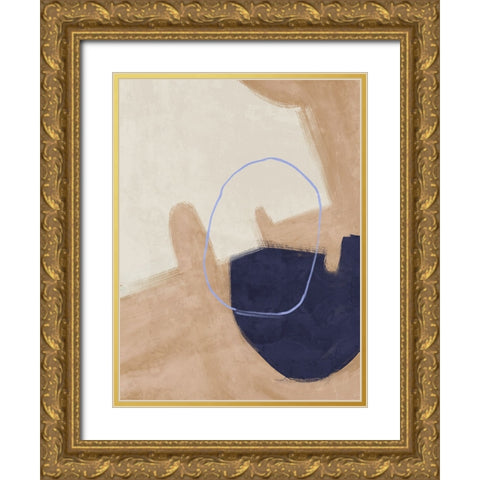 Nonchalant Navy Gold Ornate Wood Framed Art Print with Double Matting by Urban Road