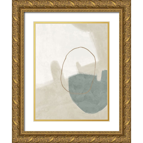 Nonchalant Teal Gold Ornate Wood Framed Art Print with Double Matting by Urban Road