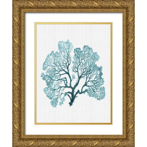 Jamaica Turquoise Poster Gold Ornate Wood Framed Art Print with Double Matting by Urban Road