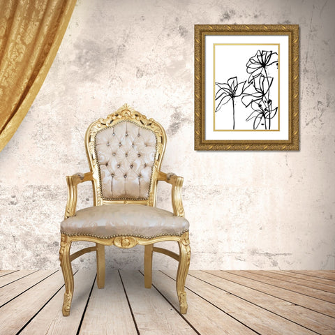 Ink Flowers I Poster Gold Ornate Wood Framed Art Print with Double Matting by Urban Road
