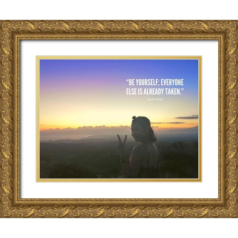 Oscar Wilde Quote: Be Yourself Gold Ornate Wood Framed Art Print with Double Matting by ArtsyQuotes