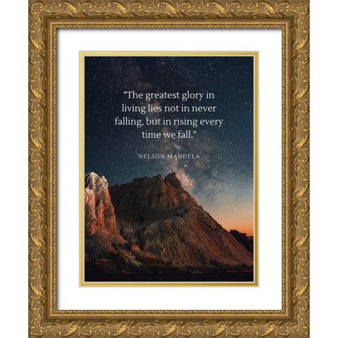 Nelson Mandela Quote: Rising Every Time Gold Ornate Wood Framed Art Print with Double Matting by ArtsyQuotes