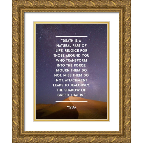 Yoda Quote: Rejoice Gold Ornate Wood Framed Art Print with Double Matting by ArtsyQuotes