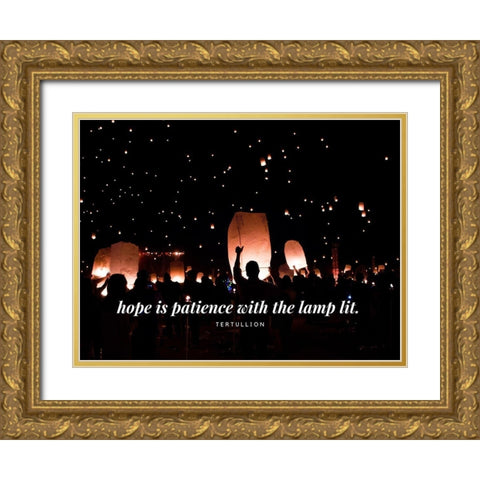 Tertullian Quote: Hope is Patience Gold Ornate Wood Framed Art Print with Double Matting by ArtsyQuotes