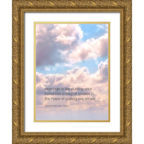Leonardo Da Vinci Quote: Marriage Gold Ornate Wood Framed Art Print with Double Matting by ArtsyQuotes