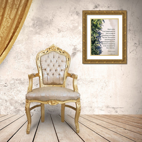 John Ruskin Quote: True Happiness Gold Ornate Wood Framed Art Print with Double Matting by ArtsyQuotes