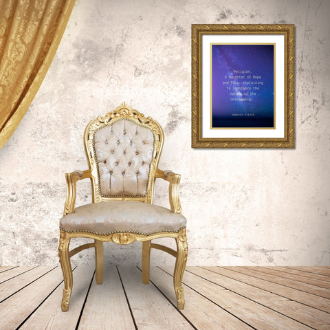 Ambrose Bierce Quote: Religion Gold Ornate Wood Framed Art Print with Double Matting by ArtsyQuotes