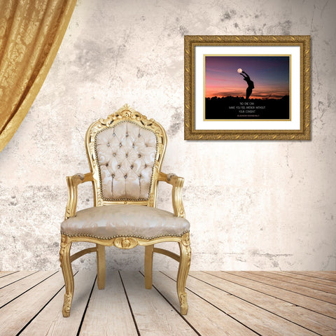 Eleanor Roosevelt Quote: No One Gold Ornate Wood Framed Art Print with Double Matting by ArtsyQuotes