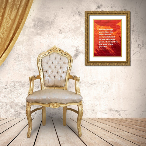 Maxwell Maltz Quote: Particular Goals Gold Ornate Wood Framed Art Print with Double Matting by ArtsyQuotes