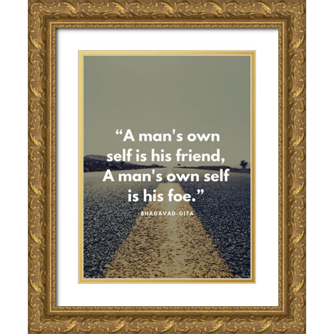 Bhagavad-Gita Quote: Own Self Gold Ornate Wood Framed Art Print with Double Matting by ArtsyQuotes