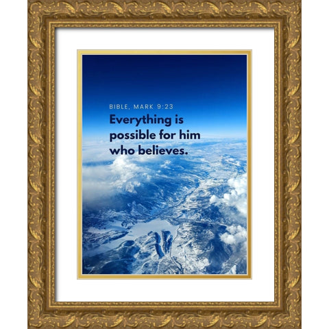 Bible Verse Quote Mark 9:23 Gold Ornate Wood Framed Art Print with Double Matting by ArtsyQuotes