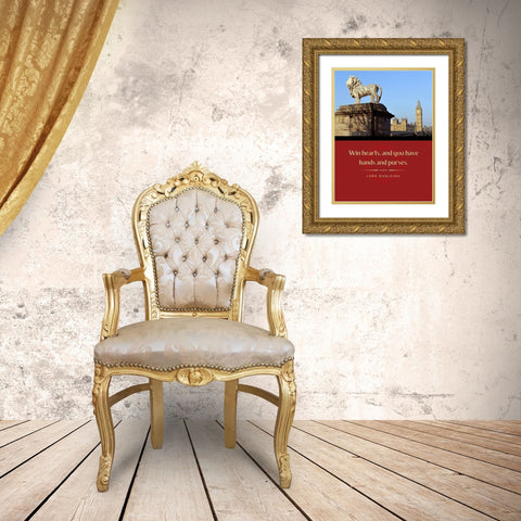 Lord Burleigh Quote: Win Hearts Gold Ornate Wood Framed Art Print with Double Matting by ArtsyQuotes