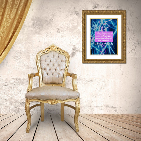 Zig Ziglar Quote: Everything in Life Gold Ornate Wood Framed Art Print with Double Matting by ArtsyQuotes