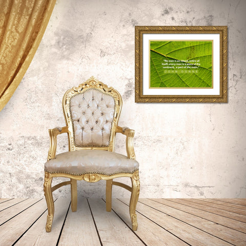 John Donne Quote: No Man is an Island Gold Ornate Wood Framed Art Print with Double Matting by ArtsyQuotes