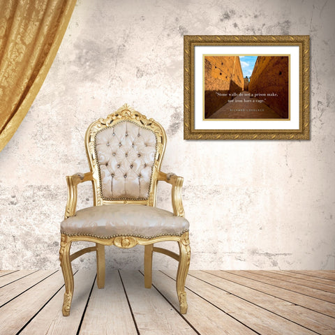 Richard Lovelace Quote: Stone Walls Gold Ornate Wood Framed Art Print with Double Matting by ArtsyQuotes