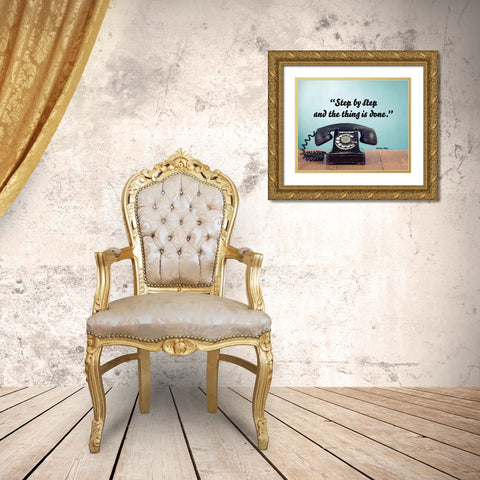 Charles Atlas Quote: Step by Step Gold Ornate Wood Framed Art Print with Double Matting by ArtsyQuotes