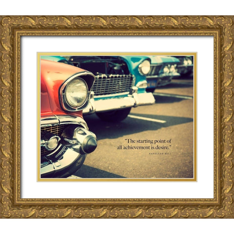 Napolean Hill Quote: Achievement is Desire Gold Ornate Wood Framed Art Print with Double Matting by ArtsyQuotes
