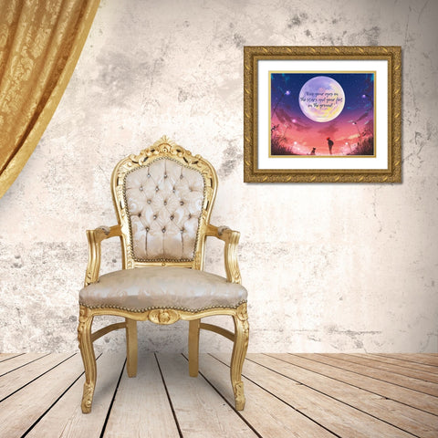 Theodore Roosevelt Quote: Eyes on the Stars Gold Ornate Wood Framed Art Print with Double Matting by ArtsyQuotes
