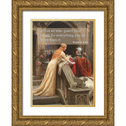 Bible Verse Quote Proverbs 4:23, Edmund Blair Leighton, Godspeed Gold Ornate Wood Framed Art Print with Double Matting by ArtsyQuotes