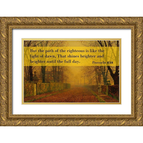 Bible Verse Quote Proverbs 4:18, John Atkinson Grimshaw - Evening Glow Gold Ornate Wood Framed Art Print with Double Matting by ArtsyQuotes