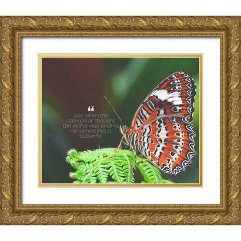 Artsy Quotes Quote: Turned into a Butterfly Gold Ornate Wood Framed Art Print with Double Matting by ArtsyQuotes