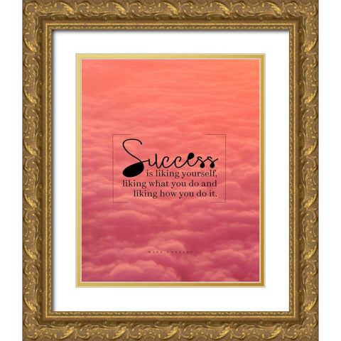 Maya Angelou Quote: Liking Yourself Gold Ornate Wood Framed Art Print with Double Matting by ArtsyQuotes