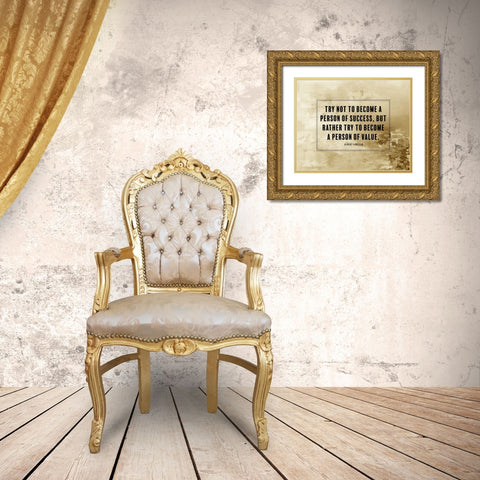 Albert Einstein Quote: Person of Value Gold Ornate Wood Framed Art Print with Double Matting by ArtsyQuotes