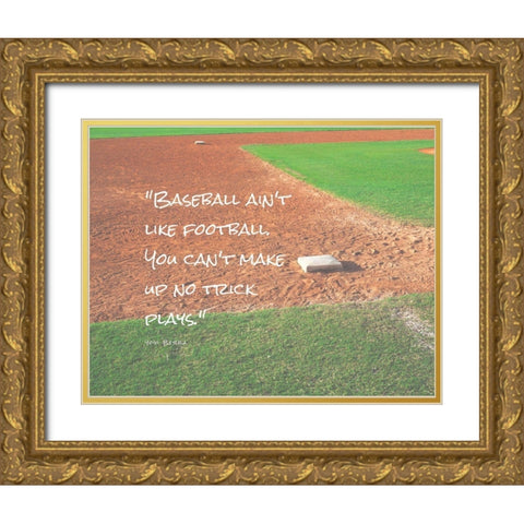 Yogi Berra Quote: No Trick Plays Gold Ornate Wood Framed Art Print with Double Matting by ArtsyQuotes