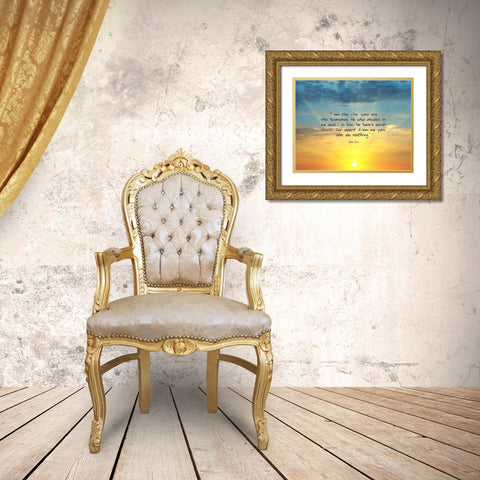 Bible Verse Quote John 15:5 Gold Ornate Wood Framed Art Print with Double Matting by ArtsyQuotes