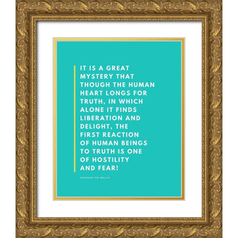 Anthony De Mello Quote: Great Mystery Gold Ornate Wood Framed Art Print with Double Matting by ArtsyQuotes