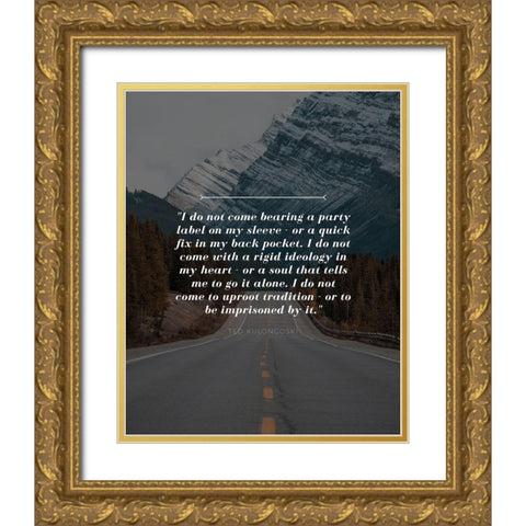 Ted Kulongoski Quote: Party Label Gold Ornate Wood Framed Art Print with Double Matting by ArtsyQuotes