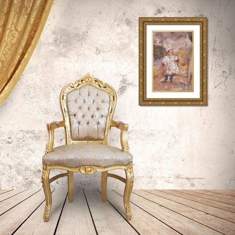 Little African Girl Gold Ornate Wood Framed Art Print with Double Matting by Wiley, Marta