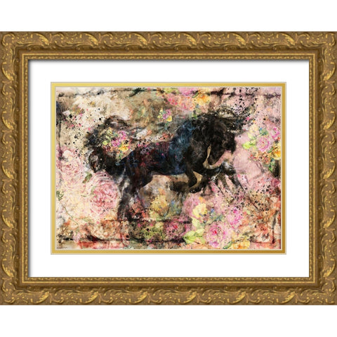 Floral Stallion II Gold Ornate Wood Framed Art Print with Double Matting by Wiley, Marta