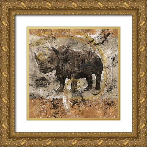 Fibonacci Rhino I Gold Ornate Wood Framed Art Print with Double Matting by Wiley, Marta